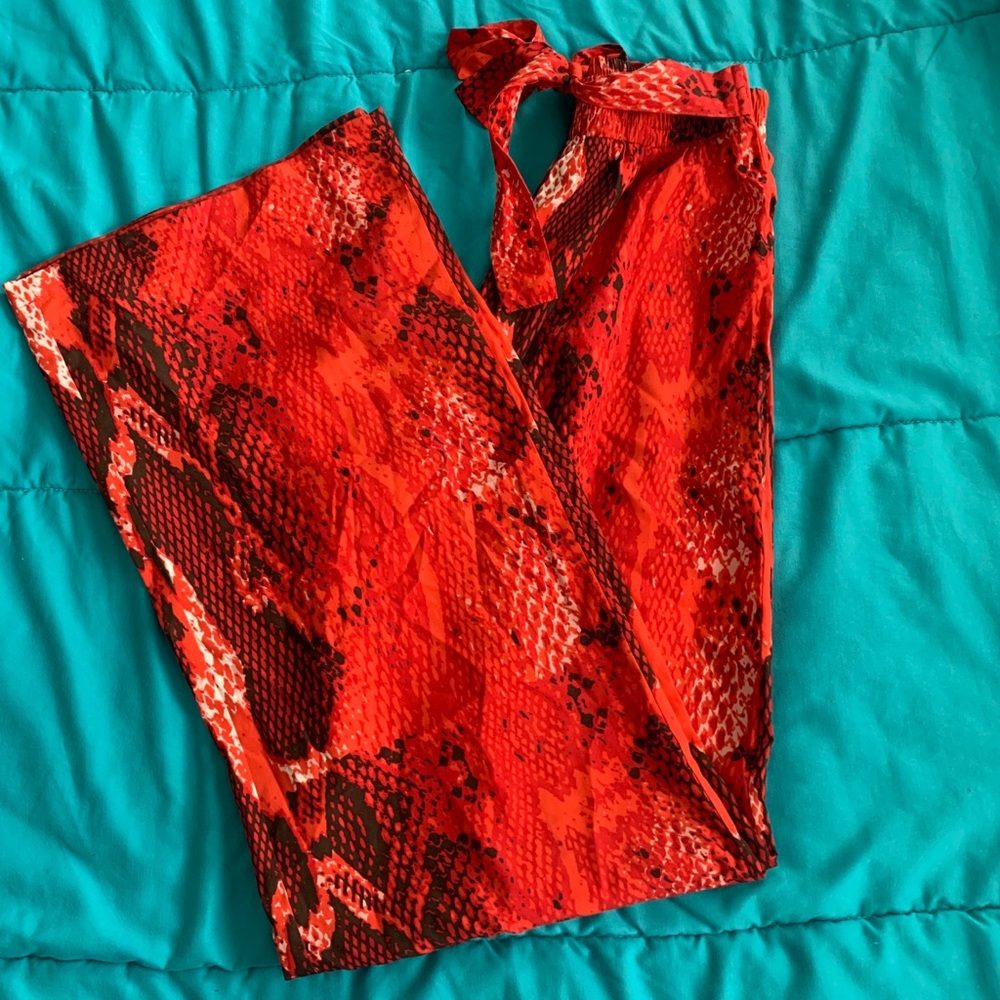 Snake Print High Waisted Wide Leg pants